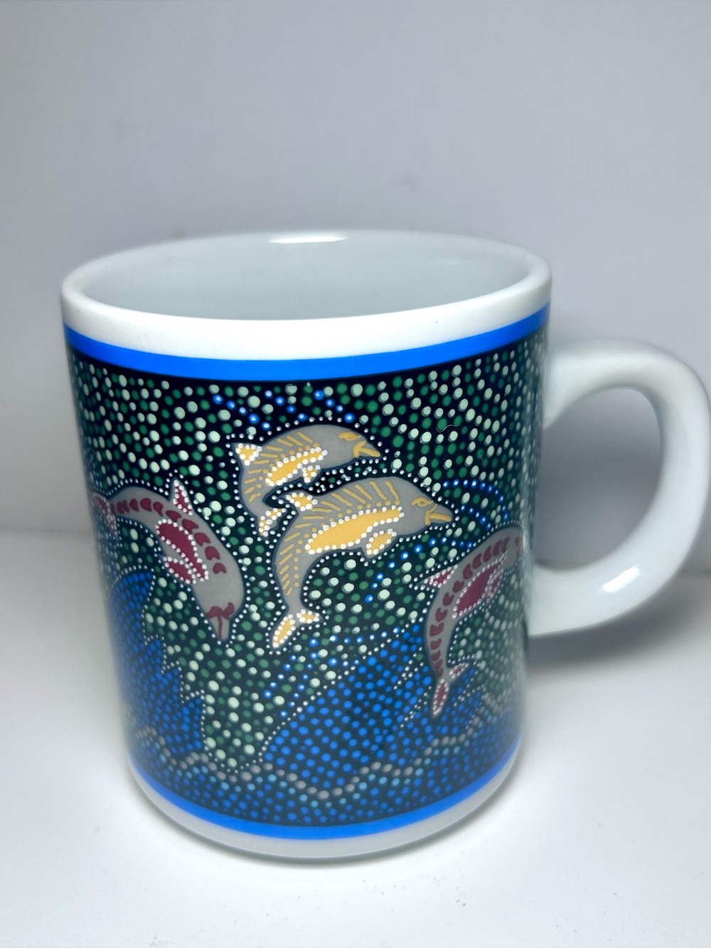 Tobwabba Art Aboriginal Australia Dolphin Dreaming Dot Art Coffee Mug